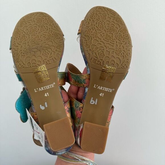 Spring Step L’ Artiste Women’s Casbelle Dried Flower Lucite Black Heel Sandal - Picture 8 of 10